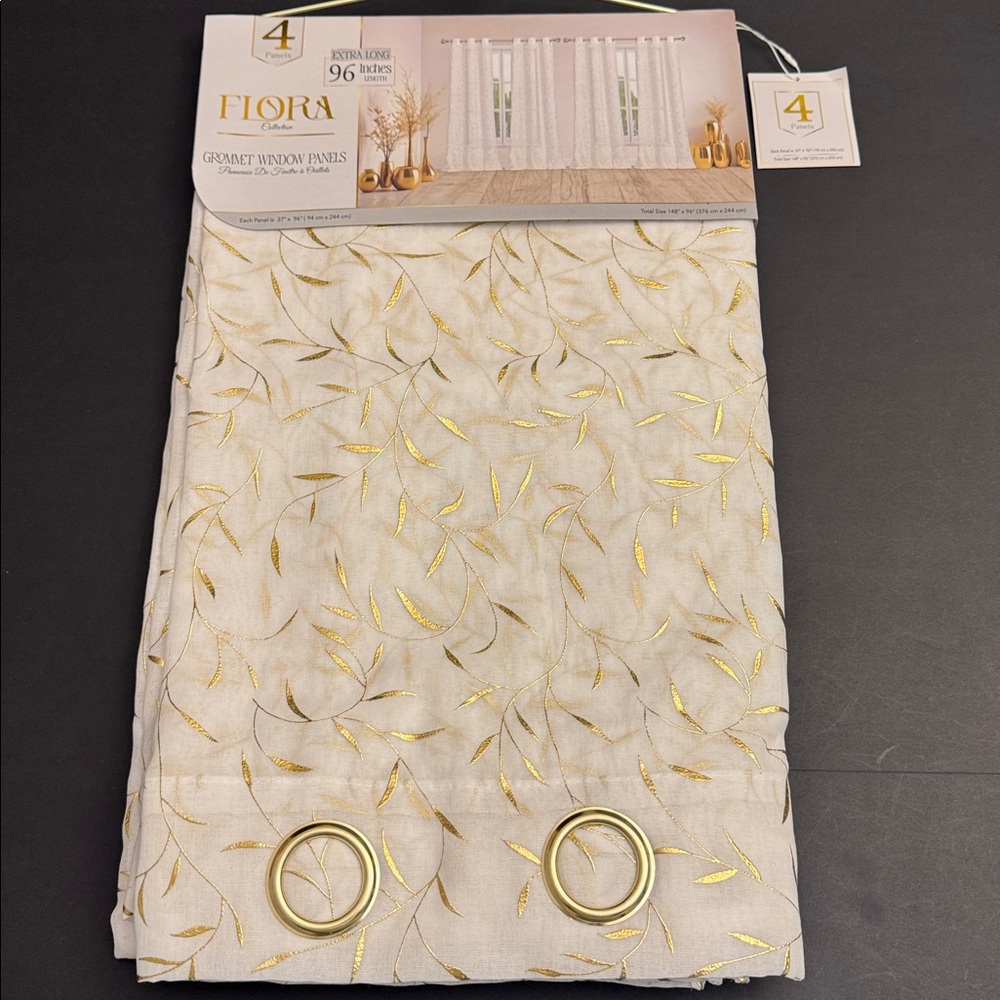 FLORA Collection Extra Long Set Of 4 Grommet Window Panels - 37"x96" - Serena